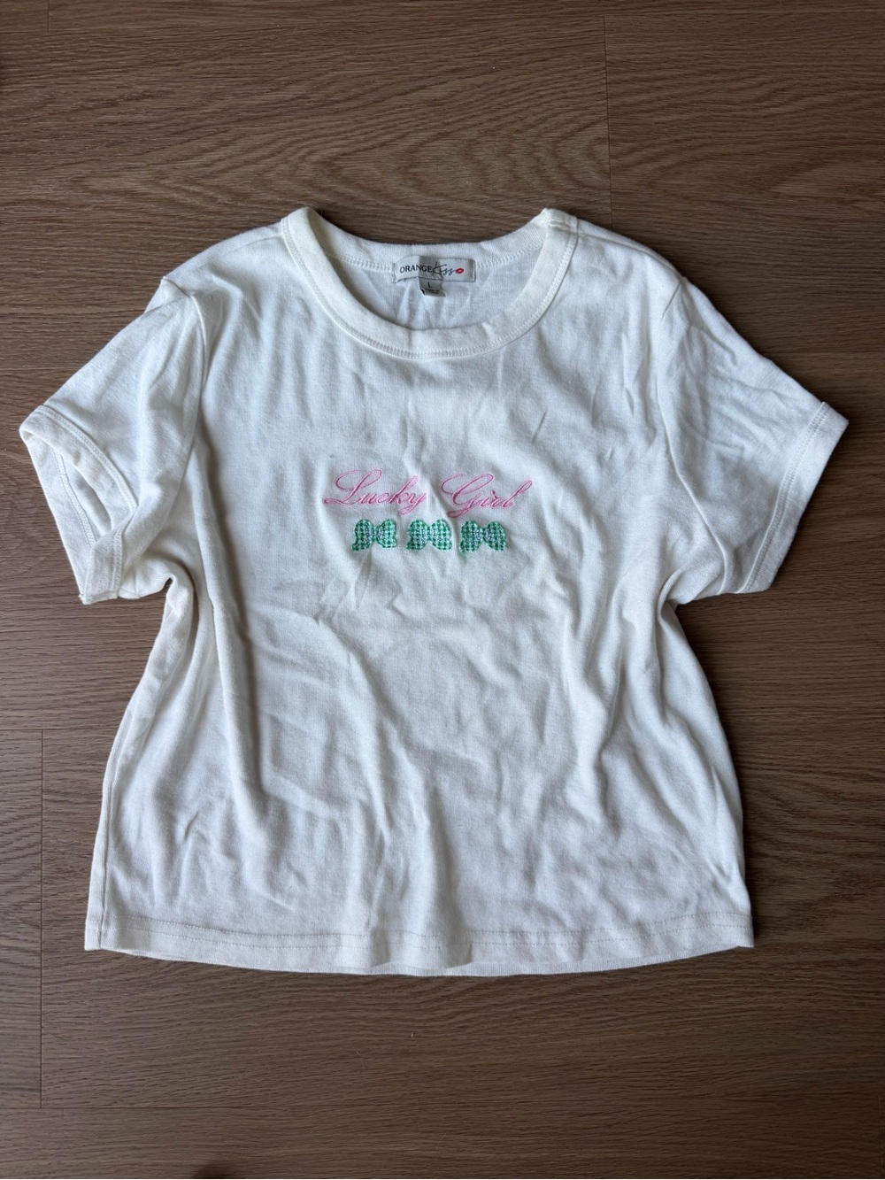 Lucky Girl Embroidered White